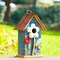 Set of 2 10.25''H Distressed Solid Wood Cottage Garden Birdhouse with 3D Flowers